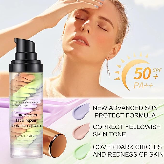 Primer For Face Before Makeup With Spf 50 Sunscreen Isolation Cream, One Step Color Corrector For Face, 3 In 1 Oil Controling & Moisturizing Primer Face Makeup, Radiance Skin,Refreshing,Non Greasy