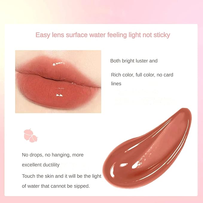 Novo Lip Stain & Mirror Shine Lip Glaze - Waterproof Lip Tint, Glossy & Matte Finish, Hydrating Non-Sticky, Shattered Mirror Effect, White Pondflower Seed Oil, Jelly-Like Gloss for Long-Lasting Wear