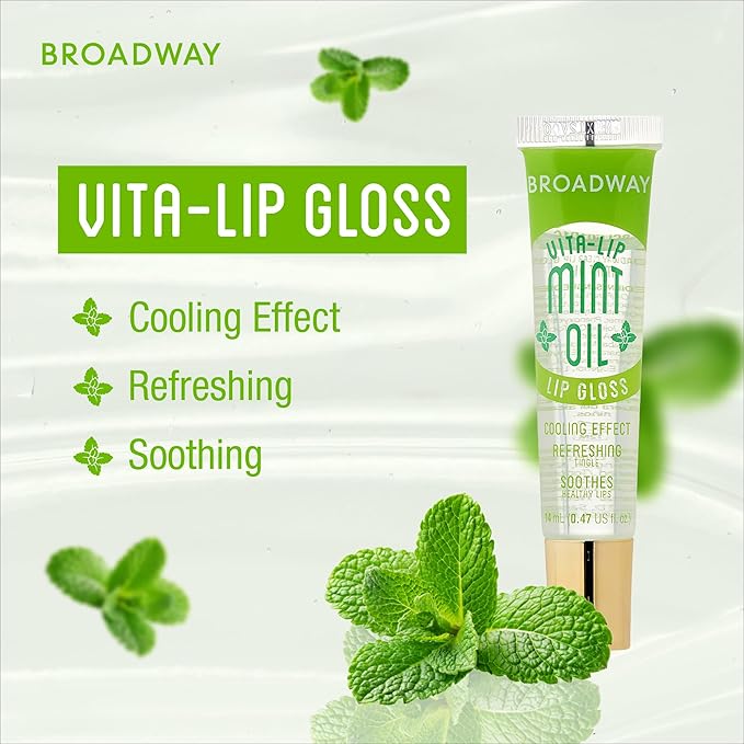 Ruby Kisses Broadway Vita-Lip Clear Lip Gloss (5 Pack Mint, Rosehip, Coconut, Argan Oil, Mango Butter), Ultra-Hydrating & Soothing Formula with Vitamin Oils, High-Shine Non-Sticky Finish Lip Balm