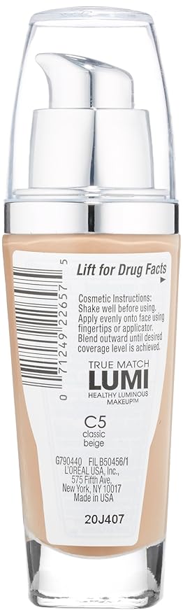 L’Oréal Paris True Match Lumi Healthy Luminous Makeup, C5 Classic Beige, 1 fl; oz. (Pack of 2)