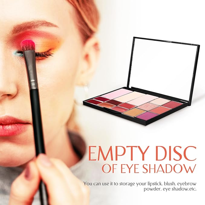 Beaupretty Magnetic Makeup Palette with Mirror, Empty Eyeshadow Palette With 15 Pans for Eyeshadow Lipstick Blush Powder