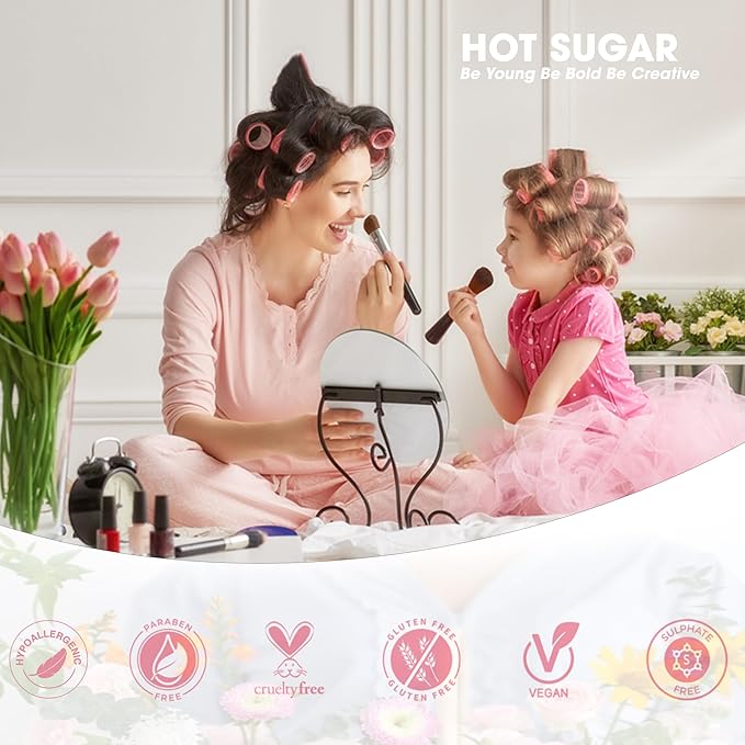 Hot Sugar Makeup Kit for Teenager Girls - Full Starter Cosmetics Set with Eye Shadow Lip Balm Blush Lip Gloss Brush Lip Pencil Eye Pencil and Mirror (Pink Love)