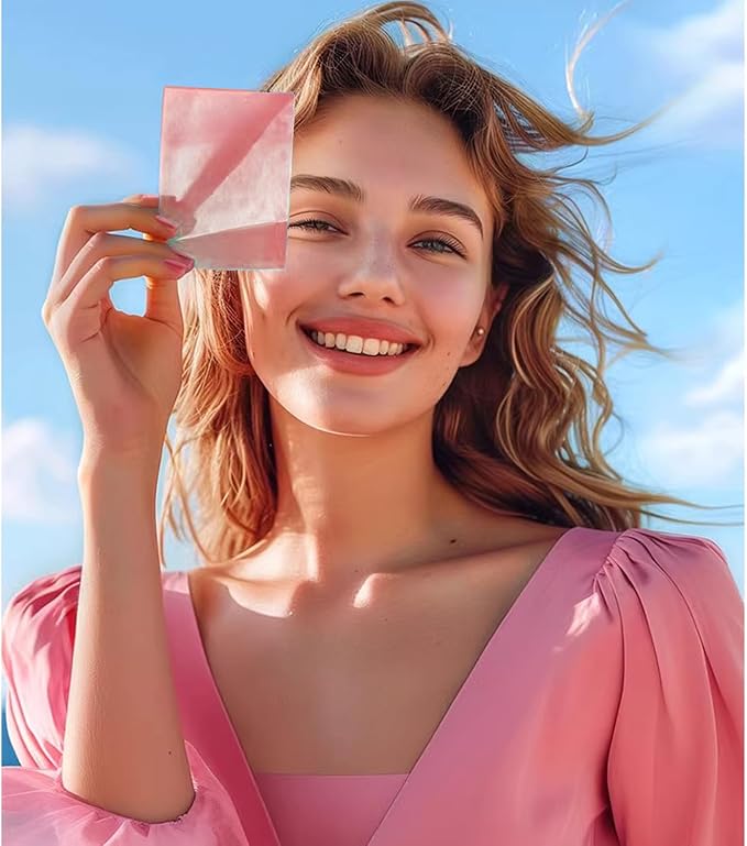 Oil Blotting Sheets for Face,Face Oil Absorbing Oil Blotting Paper for Oily Skin, Portable Oil Wipes Pink& Makeup-Friendly (50 Sheets)