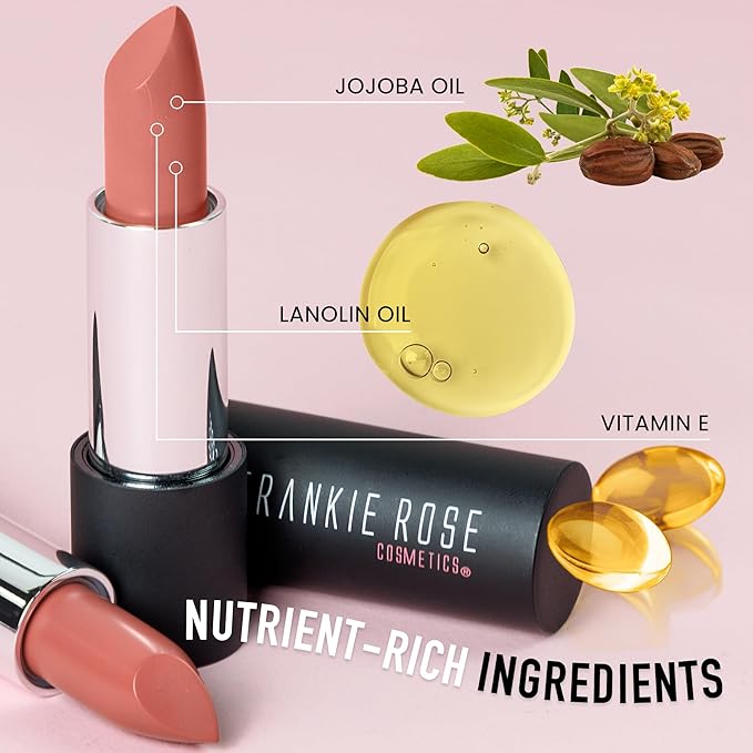 Frankie Rose Long Lasting Lipstick for Women | Smudge Proof Lipstick Enriched with Jojoba Oil | Buildable Lip Colors, Suitable For All Skin Tones | Cruelty-Free Lip Makeup | Apricot