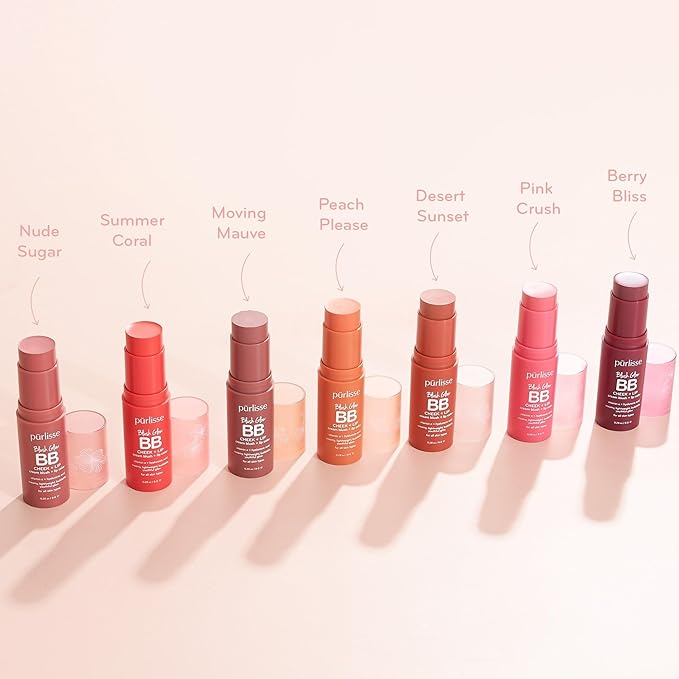 Prlisse Blush Glow Lip and Cheek Tint - Summer Coral (.28 oz) - 2-in-1 Cream Blush Stick for Cheeks and Lips with Vitamin E & Hyaluronic Acid - Hydrating & Buildable