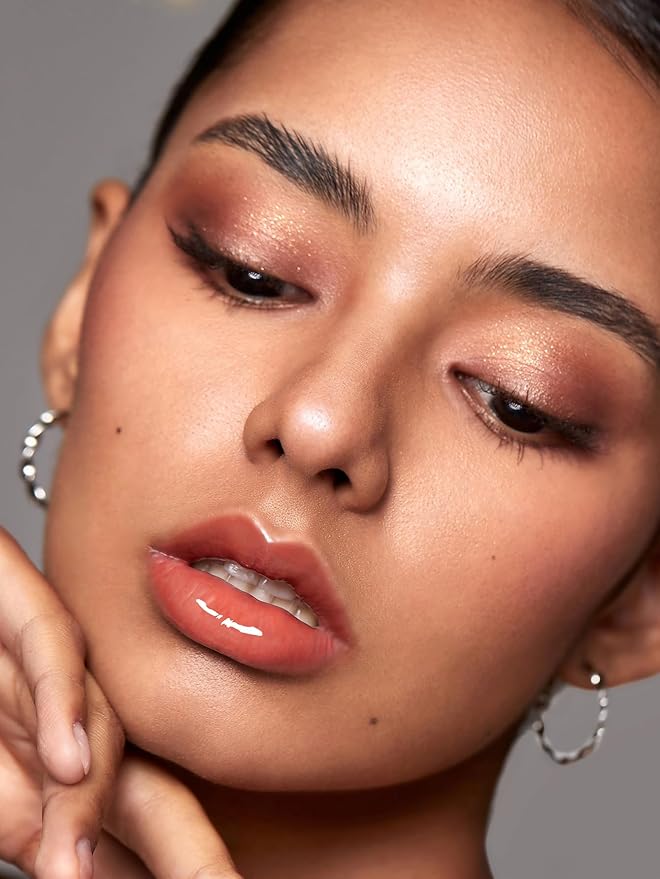SHEGLAM Glaze Daze Lip Gloss Shiny Tinted Lip Gloss High Gloss Finish Plumping Lip Care Nourishing Not Easy to Fade Liquid Lip Cosmetics-Dark Peach