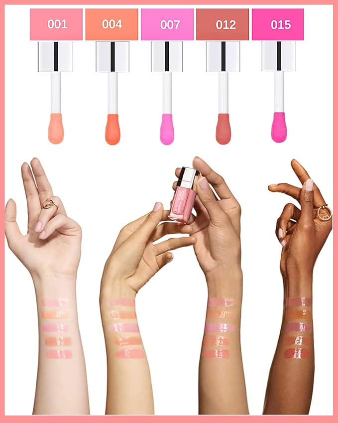 Hydrating Plumping Lip Glow Oil,Tinted Lip Gloss,Transparent Toot Lip Oil,Long Lasting Moisturizing Clear Glow Reviver Lip Oil for Lip Care Dry Lips,Women's Day Makeup Gift for Women(#001 Pink)