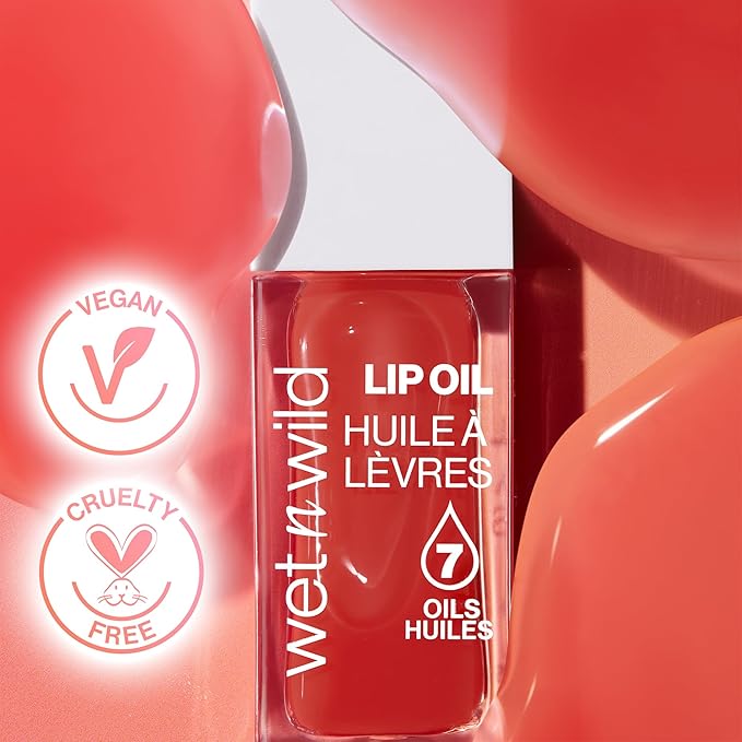 wet n wild Lip Oil - Lightweight, Non-Sticky, Hydrating & Nourishing Formula with 7 Conditioning Oils, Vegan & Cruelty-Free - Cedar Rose