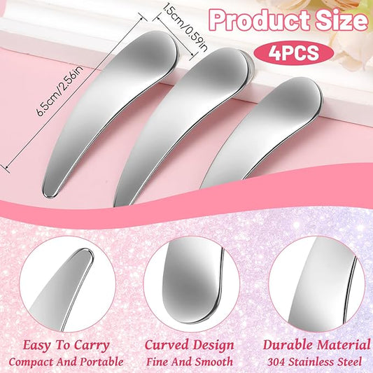4 Pcs Cosmetic Spatula Mini Makeup Spatulas for Skincare, Reusable Cosmetic Cream Spatulas Spoon, Skincare Scoop Applicator Facial Massage Beauty Tools for Mixing and Sampling Face Eye Cream
