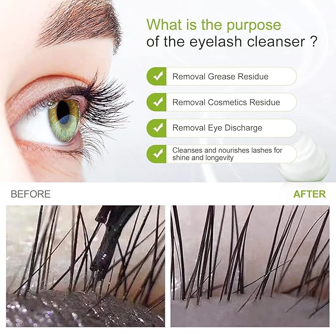 Eyelash Cleanser Concentrate 100ml Eyelash Extension Cleanser Inside the Eyelash Extension Kit Oil-Free Eyelash Extension Shampoo Perfect for Salon-Can Make Ten 60ml bottles of Lash Shampoo,tea