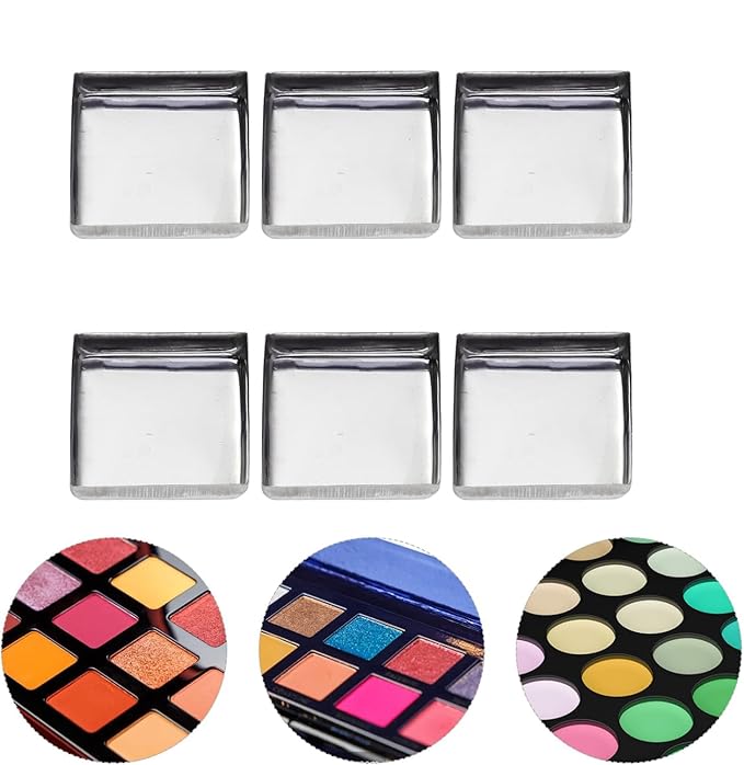 180pcs Empty Square Stainless Steel Pans for Diy Eyeshadow Blusher and Pressed Powder Makeup Pans for Eyeshadow for Custom Cosmetic Palettes