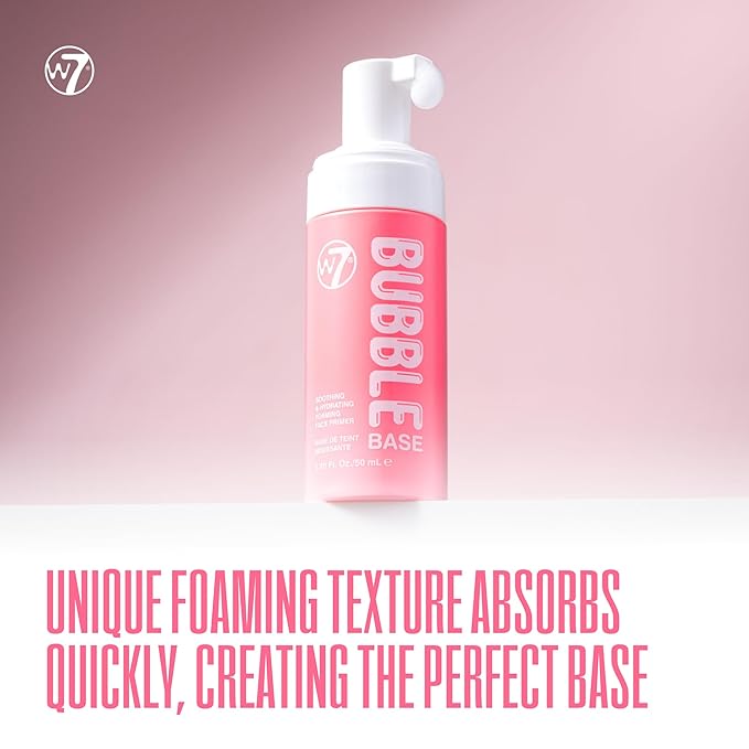 W7 Bubble Base Foaming Primer – Hydrating, Skin-Perfecting Makeup Base for a Smooth & Flawless Finish – Infused with Hyaluronic Acid & Aloe Vera to Nourish and Prime the Skin