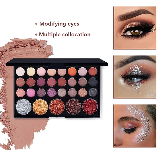 Pure Vie All-in-One Holiday Gift Surprise Makeup Set Essential Starter Bundle Include Eyeshadow Palette Lipstick Concealer Blush Mascara Eyeliner Face Powder Lipgloss Brush - Full Makeup Kit for Women
