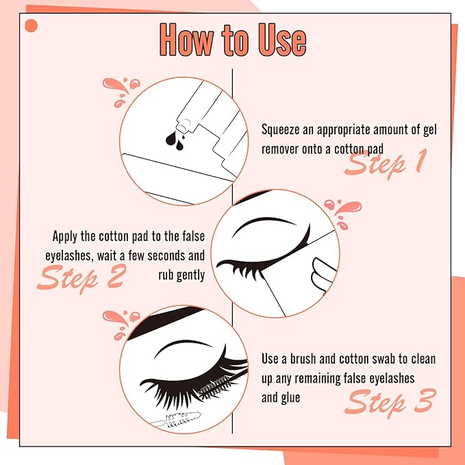 Lash Remover Kit for Lash Clusters&Makeup Eyelash Glue Remover Gel Individual Lash Glue Remover 20ml for Cluster Lashes with 50Pcs Cotton 5 Lash Brush 5 Wand Nourishing Eye Cleanser