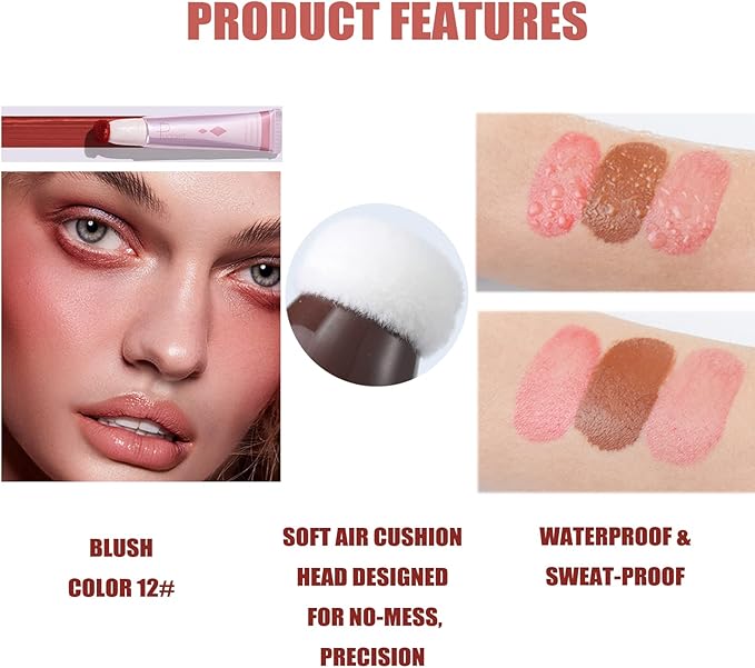 Highlighter Makeup, Liquid Highlighter Beauty Wand, Long Lasting Blendable Highlighter Stick Makeup with Cushion Applicator, 12,0.68 Fl Oz