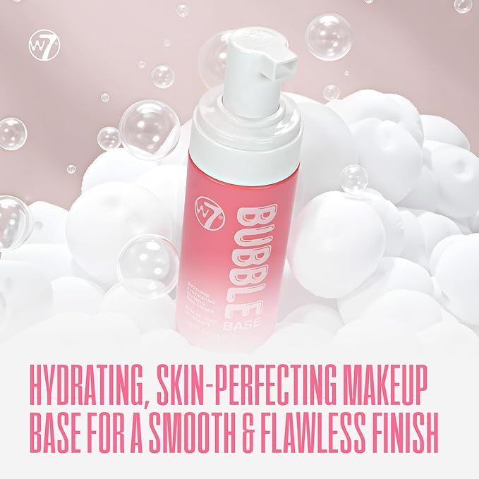 W7 Bubble Base Foaming Primer – Hydrating, Skin-Perfecting Makeup Base for a Smooth & Flawless Finish – Infused with Hyaluronic Acid & Aloe Vera to Nourish and Prime the Skin