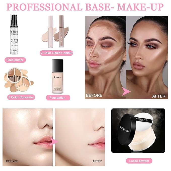 Makeup Kit for Women Full Kit, Makeup Set, Makeup Sets for Women Girls Teens, maquillaje para mujer, Make Up Set Includes Foundation 40 Color Eyeshadow Lipgloss etc Cosmetic Makeup Kit for Girls