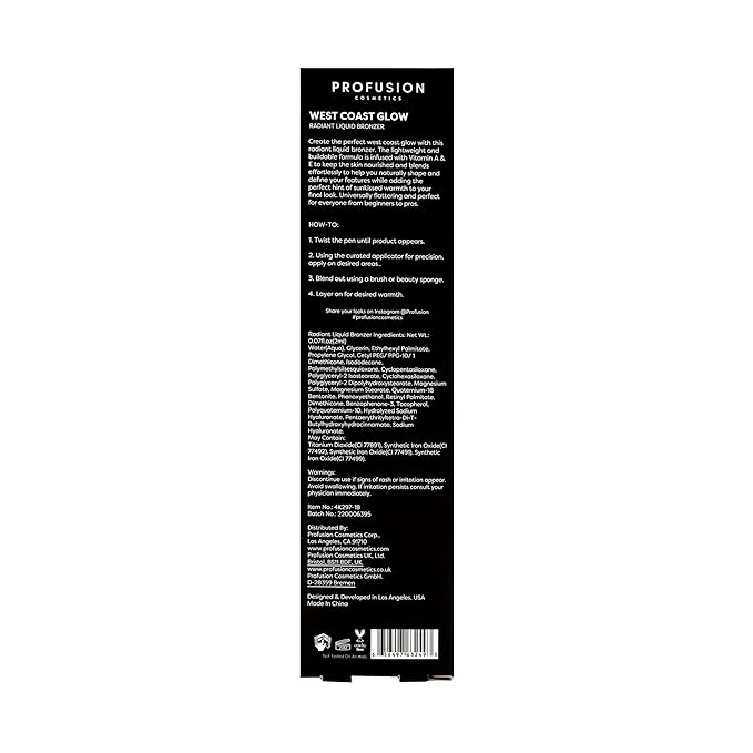 Profusion Cosmetics - West Coast Glow Radiant Liquid Bronzer for Comfortable and Glamorous Finish with Liquid Formula, Proficient Beauty Tool, Newport