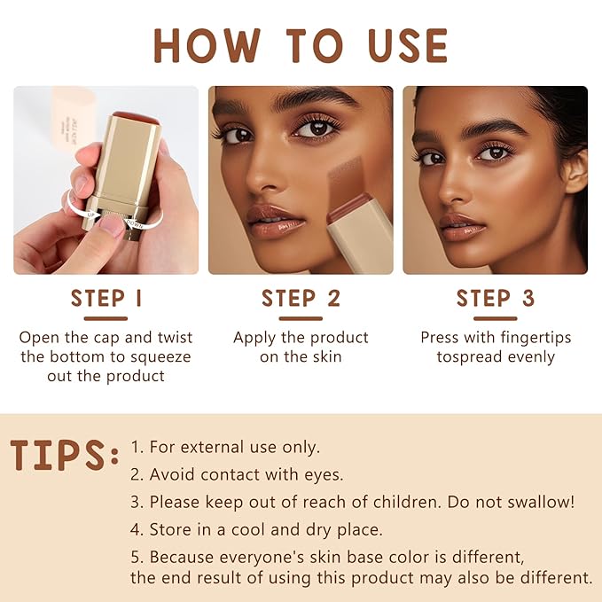 Foundation Stick Beauty Balm Serum Boosted Skin Tint, Solid Tinted Moisturizing Serum Contour Stick Foundation Face for Women, for Face Natural Makeup (03, 18g)