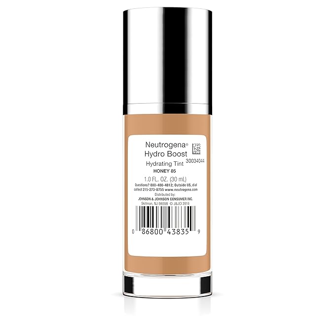 Neutrogena Hydro Boost Hydrating Tint with Hyaluronic Acid, Lightweight Water Gel Formula, Moisturizing, Oil-Free & Non-Comedogenic Liquid Foundation Makeup, 85 Honey Color 1.0 fl. oz