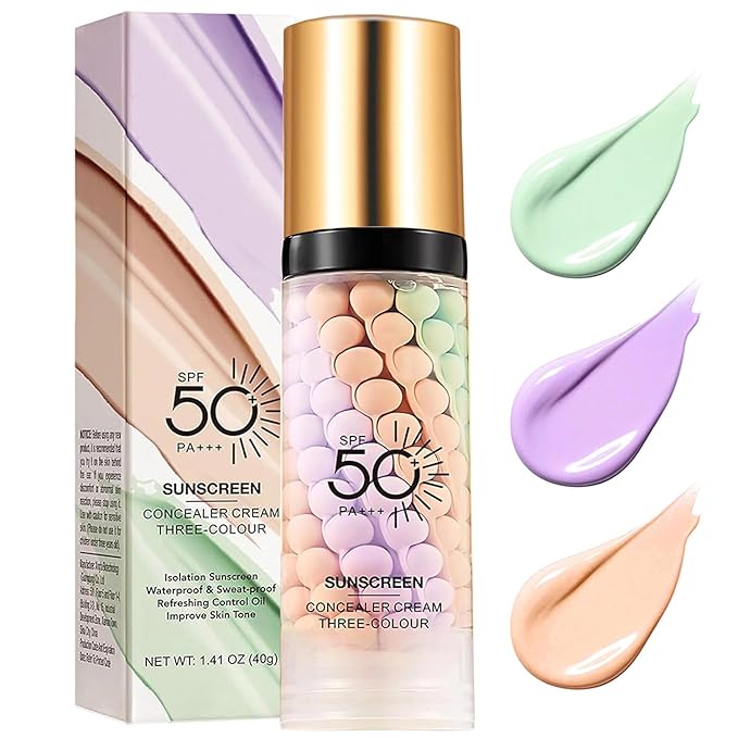 Primer for Face Before Makeup, SPF 50 Sunscreen Isolation Cream, One Step Color Correcting & Oil Control, Moisturizing, 3 In1 Color Corrector Primer Facial Serum, Radiance Skin