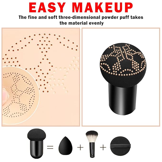 2PCS Mushroom Head Air Cushion CC Cream BB Cream Foundation Moisturizing Matte Concealer Long Lasting Full Coverage Foundation Makeup for All Skin (Natural)
