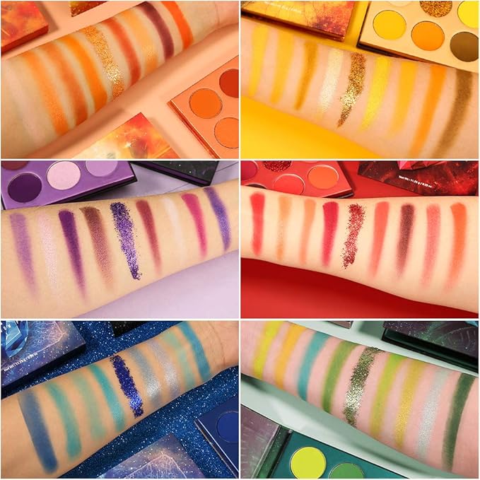 Docolor 16Pcs Colorful Eye Makeup Brushes Set + 54 Colors Gemstone Eeyshadow Palette Pigmented Matte Shimmer Metallic Blendable Soft Cream Powder Makeup Eye Shadow Palettes