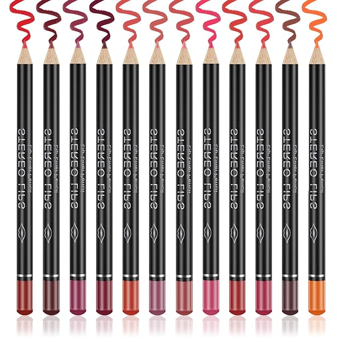 12 Colors Matte Lip Liner Set,Velvet Long Lasting Professional Nude Lip Liner Pencil,Waterproof Non-marking Lip Liner Stain Lipliner Set