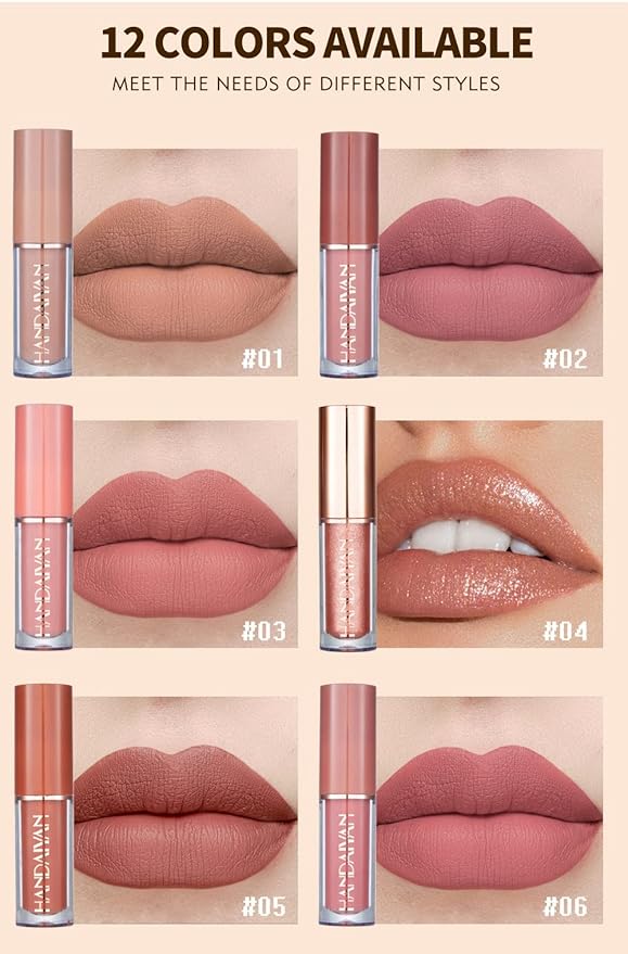 12 Colors Book Style Velvet Matte Liquid Lipstick Christmas Gift Set Long-Lasting Non-Stick Cup Not Fade Shimmer Nude Lip Gloss Thanks For the Love Lip Set (Set A)