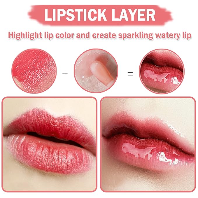 CAHIUYOA Hydrating Tinted Lip Oil Gloss - Non-sticky Big Brush Head, Nourishing Repairing Plumping Glow Tint - Rosewood