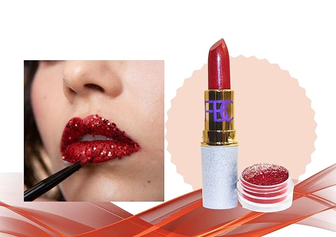 FBC Lipstick Rich Girl Collection 0.79 ounces Lipstick for Women with Free Glitter - Hydrating and Lightweight with Vitamin E (Royalty Red)