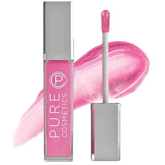 Pure Cosmetics Pure Illumination Lip Gloss - LED-lit Applicator w/Side Mirror - Non-Sticky, Moisturizing & Hydrating Lip Glosses - Soothes & Protects Dry Chapped Lips (Party Girl Pink)