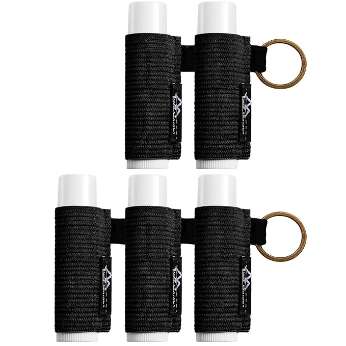 WK IEASON - 5PCS Lip Balm Holder Keychain Bulk Black Clip On Lipstick Sleeve Chapstick Sleeve Holder Keychain Lip Gloss Holder Key Chain(Blackx5)