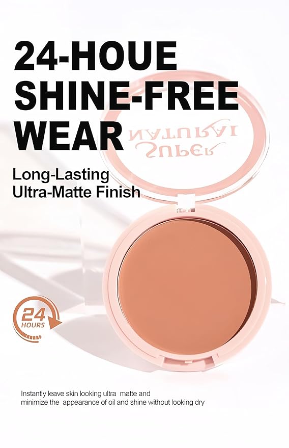 Matte Setting Powder 8 Colors Lightweight Oil Control Pressed Powder Foundation Flawless Long-Lasting Finishing Powder Foundation (Color 04)