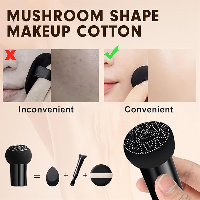 Mushroom Head Air Cushion CC Cream Foundation Moisture Cushion BB Cream for Women & Girls All Skin, Waterproof Full Coverage Self Adjusting Concealer (Natural)