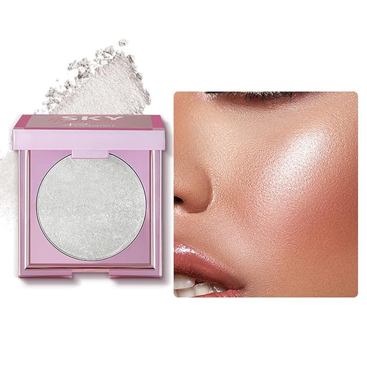 MAEPEOR Face Highlighter Palette 8 Colors Shimmer Glitter Pearl Highlighter Powder Sparkly Diamond Highlighting Palette for Face Cheek (01 Pearl White)