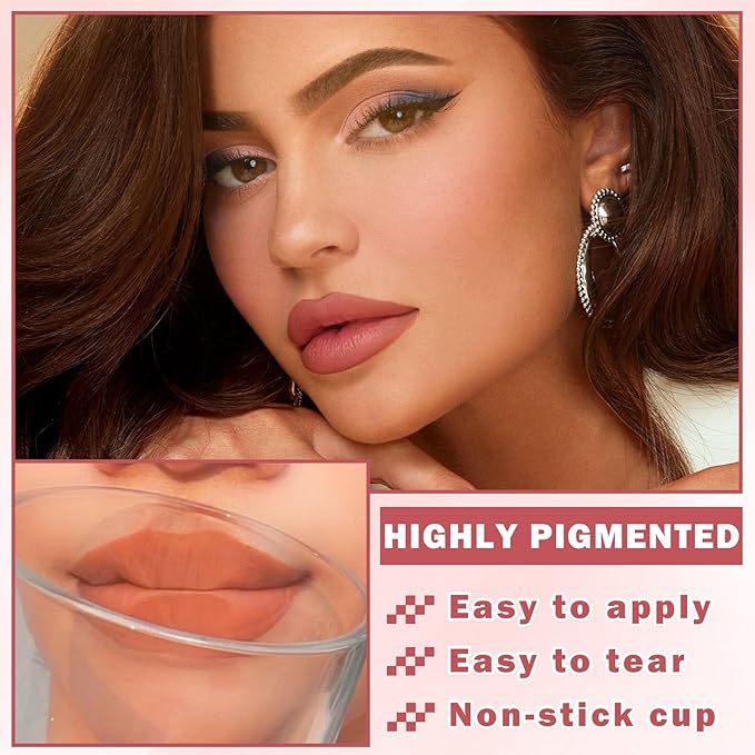 AWCCXMYM 5Pcs Lip Stain Peel Off Lip Tint Stain Matte High Pigment Longlasting Lightweight Peelable Lip Liner Stain for Natural Gloss All Day