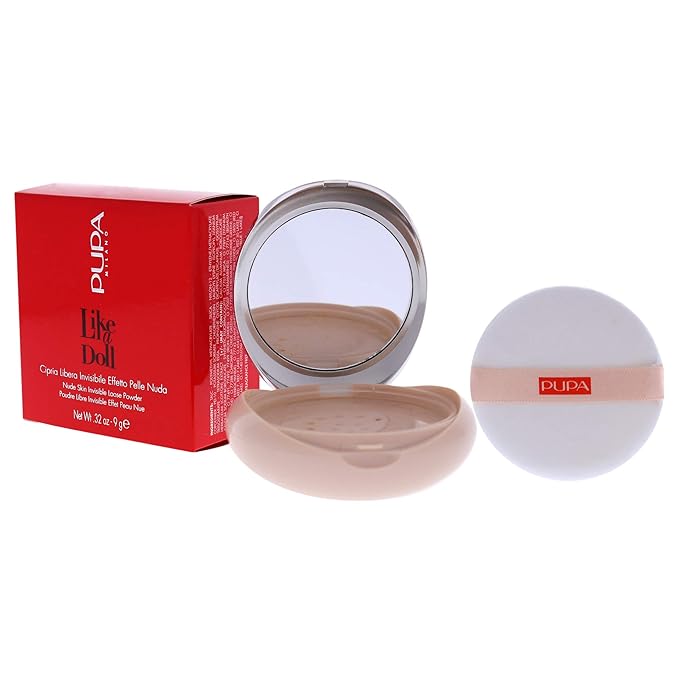 PUPA Milano Like A Doll Loose Powder 003 Natural Beige - Soft Powder for Smooth, PHOTOREADY Complexion - Enriched with Hydrating Cottonseed Extract - Blurs FIne Lines and Uneven Texture - 0.32 oz