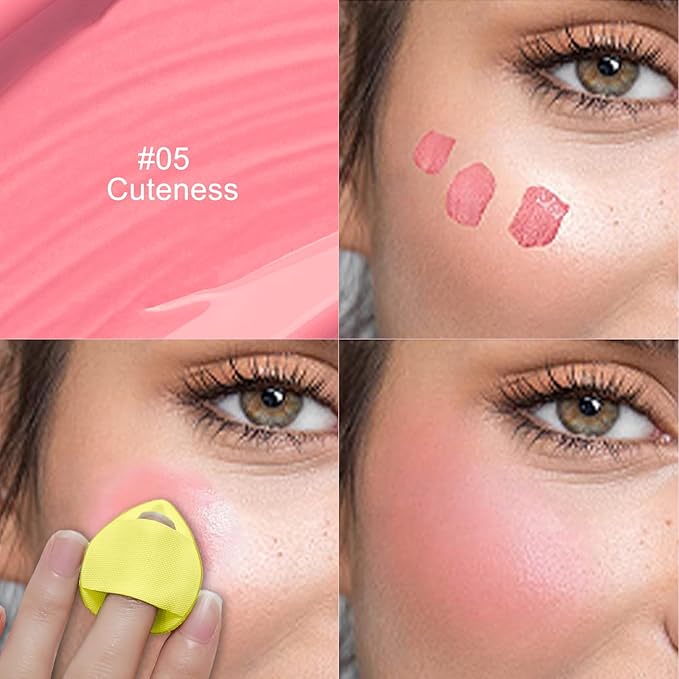 Erinde Liquid Blush for Cheeks, Soft Cream Blush Makeup, Natural-Looking Matte Finish, Lightweight, Long-Wearing, Vegan & Cruelty-Free, 05