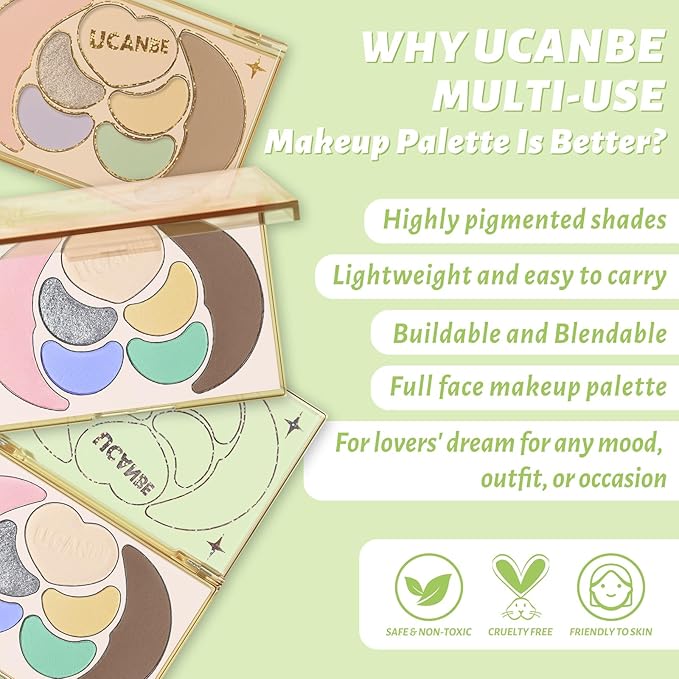 UCANBE All in One Makeup Kit - 4 Shimmer Matte Eyeshadow, 1 Pink Blush, 1 Bronzer Contour, 1 Illuminator Highlighter Makeup Palette Make Up Sets for Women Girls Teens Gift (06 Bucolic Makeup Palette)
