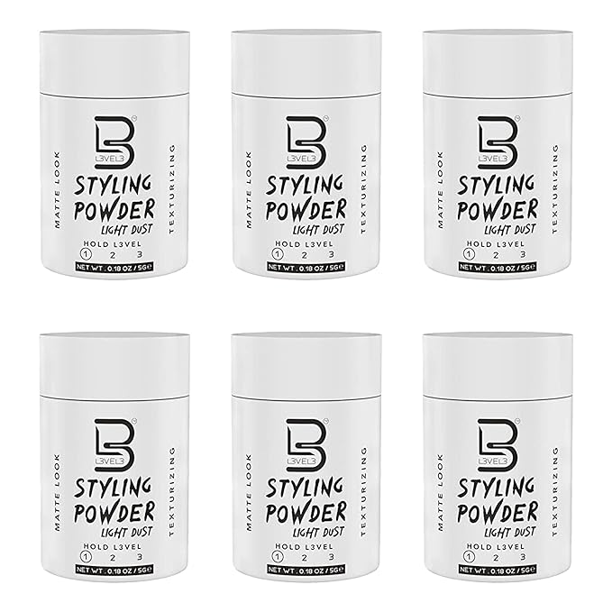 L3 Level 3 Travel Styling Powder - Small 0.18 oz for Travel - Natural Look Mens Powder - Sample Styling Powder (6, White)
