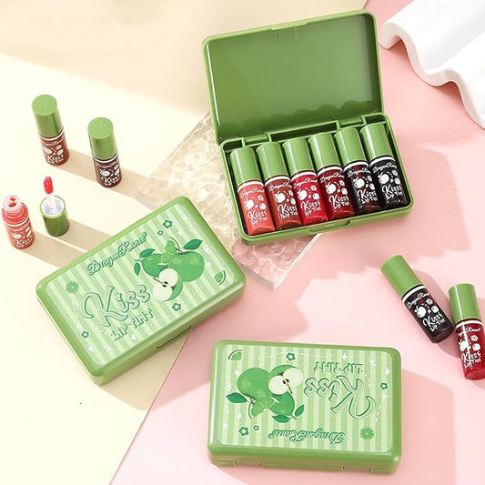 6 Colors Lip Tint Stain Set, Lip Stain Long Lasting Waterproof, Non-sticky & Lightweight Lip Tint, Multi-Use Liquid Blush & Lip Stain, Korean Lip Gloss with Moisturizing Lip Color Tint