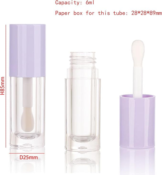 COSIDEA 14pcs Empty 6ml big doe foot wand Chunky lip gloss tubes for DIY lipgloss,Pink round lipgloss containers tubes with thick wand (Purple)