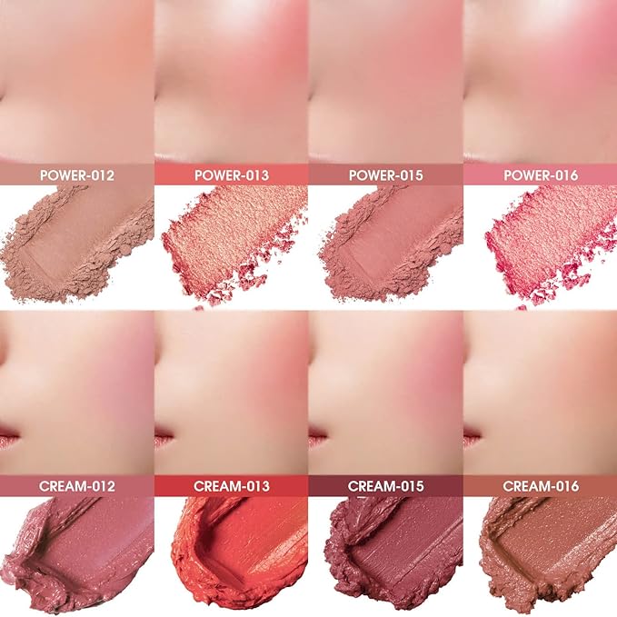 8 Colors Face Blush Palette, Matte Mineral Powder Bright Shimmer for Cheek and Eye Shadow Make-up, Contour and Highlight, Women Facial Makeup Plate
