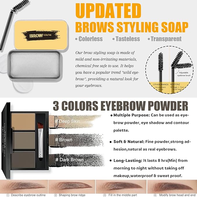 All In One Makeup Kit - Naked Eyeshadow (12 Colors), Liquid Foundation, Lipstick Set, Mascara, Makeup Brush, Sponge, Eyebrow Powder, Eyeliner Stamp (#104)