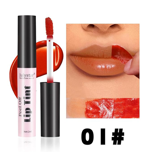 Peel Off Lip Stain, Long Lasting Waterproof and Transfer Proof Lip Tint, Matte Finish Peel Off Lip Stain, Non-stick Cup Peel Off Lipstick Lip Makeup for Women Girls (Color : Glamor)