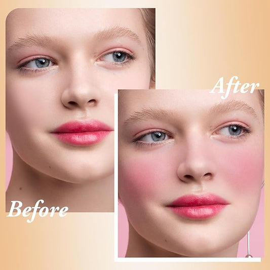 3 In 1 Cream Blush Stick, Multi-Use Blush Makeup Stick For Cheek Eye And Lip, Face Lightweight Moisturizing, Blend Natural