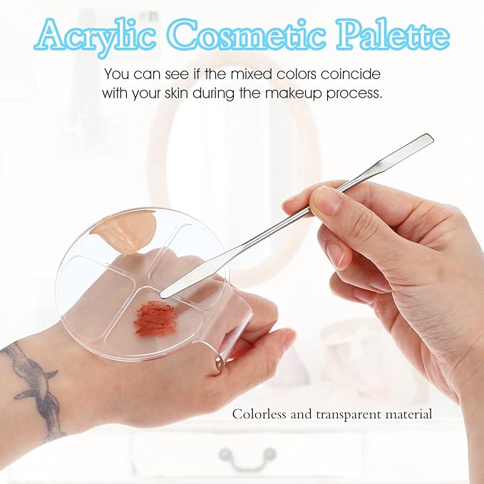 2 Pcs Makeup Mixing Palette with Stick Clear Foundation Palette & Nail Art Tray - Makeup Artist Essentials