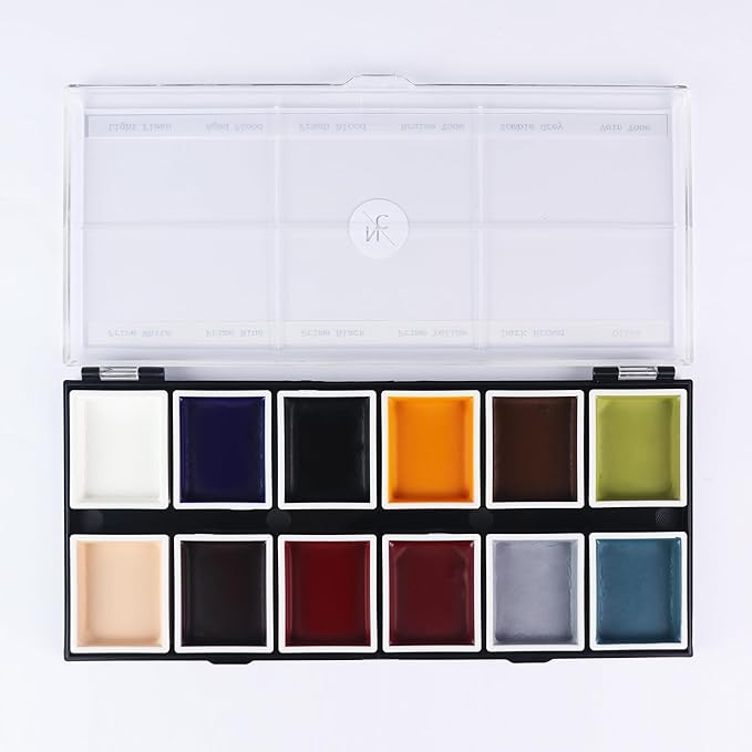 12-Color Zombie Alcohol-Activated Palette, Professional Quick Drying Waterproof SFX Makeup for the Stage, Film, Halloween, & Cosplay