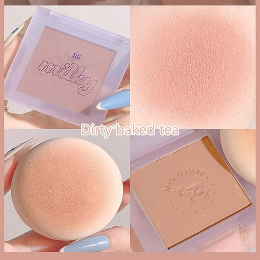 Blush Palette, Milk Galaxy Soft Mist Blush Monochrome Blush Palette Matte Vitality Nude Makeup Rouge Repair Blush Portable Daily Light Makeup Pink Tender Girl Beautiful Woman (Dirty baked tea)